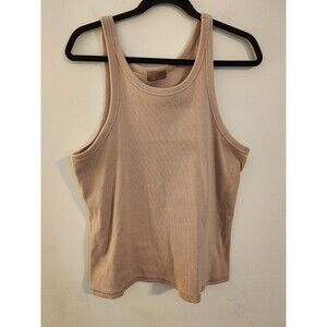 Nuuds Women's Size Large Sand Essential Ribbed Tank Top Cotton/Stretch‎